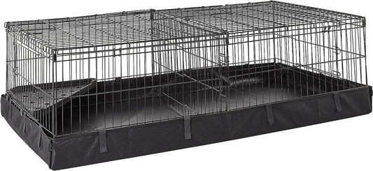 Amazon Basics Leakproof Canvas Bottom Guinea Pig Pet Cage with Divider Set, Black, 47.6"L X 24.2"W X 14.0"H