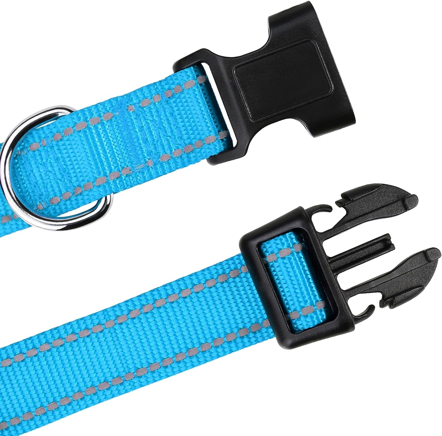 Tagme Reflective Nylon Dog Collars, Adjustable Classic Dog Collar with Quick Release Buckle for Large Dogs, Sky Blue, 1.0" Width