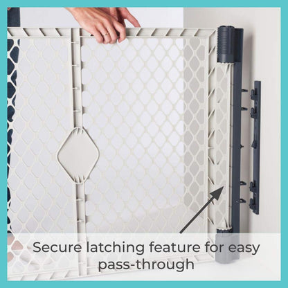 Toddleroo by North States Superyard 6 Panel Baby Play Yard. Playpen or Extra Wide Baby Gate, Wall Mount Kit Included. Made in USA. 38.5" - 201" Wide, 5.5 Ft Corner to Corner Play Yard (26" Tall, Gray)