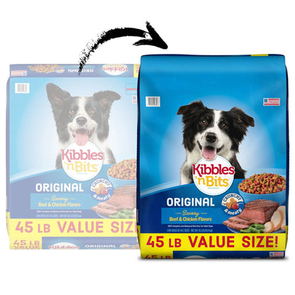 Kibbles 'N Bits Original Savory Beef & Chicken Flavors Dry Dog Food, 45 Lb. Bag