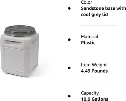 Mighty Tuff 13 Gallon/Up to 54 Pound Pet Food Storage Container with Airtight Lid and Built-In Handles for Easy Transport, Made for Durable and Versatile Storage