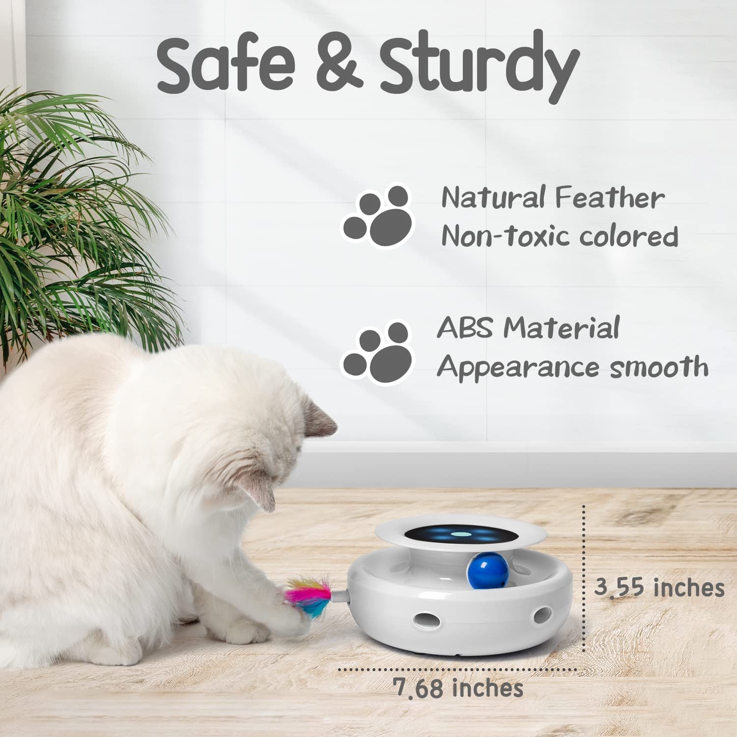 ORSDA 2in1 Interactive Toys for Indoor Cats, Timer Auto On/Off, Cat Toy Balls & Ambush Electronic Cat Mice Toy for Entertainment with 6pcs Feathers, Dual Power Supplies