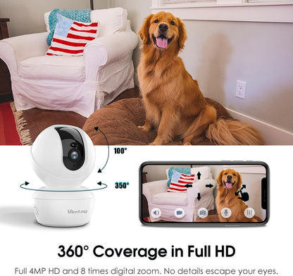 VIMTAG Pet Camera, 3K/6MP HD 360° Pan/Tilt Wifi Camera for Pet/Dog/Cat/Baby/Home Security with AI Human/Sound/Motion Detection, Night Vision, 2-Way Audio, up to 512GB Micro SD Card