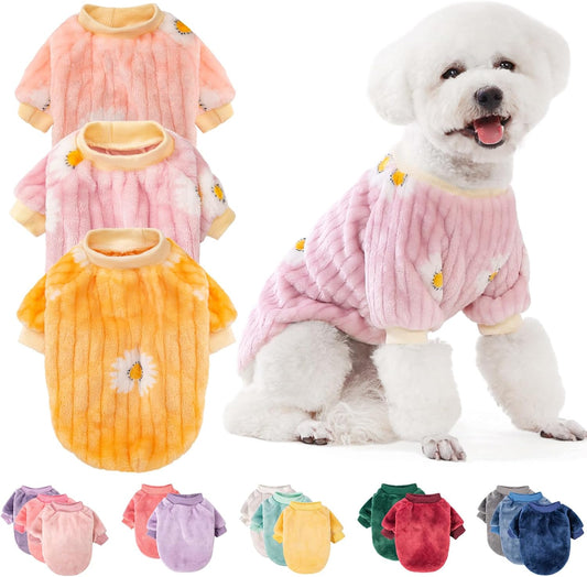 Fabricastle Dog Sweater, Pack of 2 or 3, Dog Clothes, Dog Coat, Dog Jacket for Small or Medium Dogs Boy or Girl, Ultra Soft and Warm Cat Pet Sweaters (Pink,Violet,Yellow, X-Large)