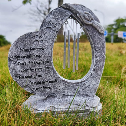 Paw Prints Dog Memorial Stones Pet Memorial Stones with Wind Chimes, Loss of Dog Sympathy Gifts Pet Memorial Gifts Dog Memorial Gifts, Pet Dog Headstone Grave Markers for Garden Backyard Patio or Lawn