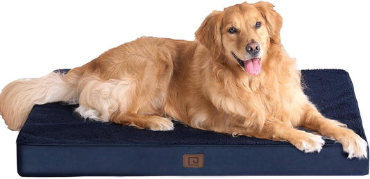 EHEYCIGA Orthopedic XL Dog Beds for Extra Large Dogs with Removable Washable Cover, Navy, 44X32