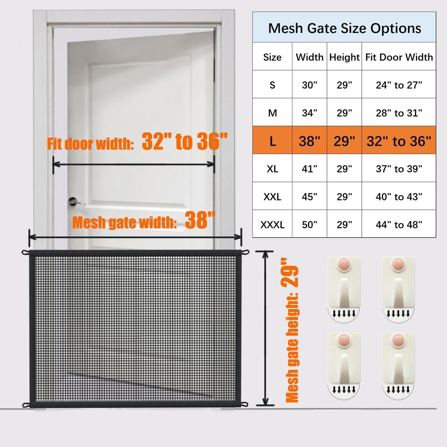 Dog Gate for Stairs Pet Gates for the House: Dogs Screen Mesh Gate for Doorways Stairways Indoor Safety 29 Inch Tall, 45 Inch Wide