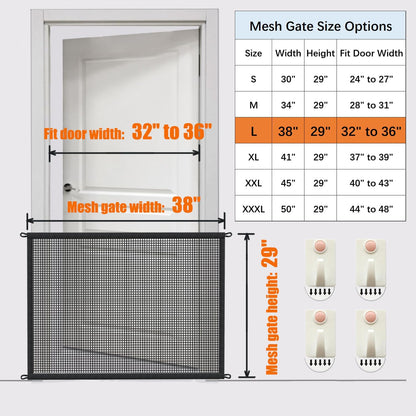 Dog Gate for Stairs Pet Gates for the House: Dogs Screen Mesh Gate for Doorways Stairways Indoor Safety 29 Inch Tall, 45 Inch Wide