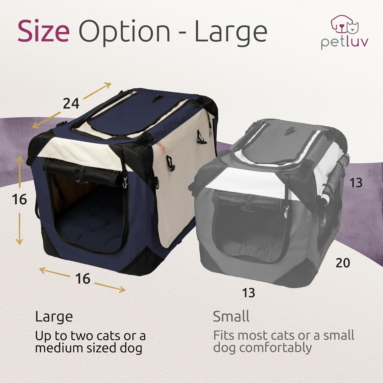 Large Cat Carrier on Wheels & Dog Carrier for 2 Cats or Medium Dog. Rolling, Soft Sided Pet Carrier for Travel. Collapsible, Portable Cat Bag with Soft Bed, Top & Side Loading, Locking Zippers