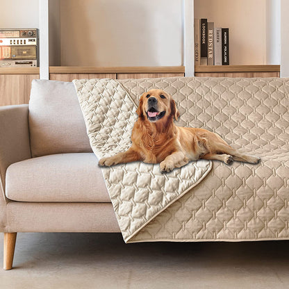 Gogobunny 100% Double-Sided Waterproof Dog Bed Cover Pet Blanket Sofa Couch Furniture Protector for Kids Children Dog Cat, Reversible (82X82 Inch (Pack of 1), Dark Beige/Light Beige)