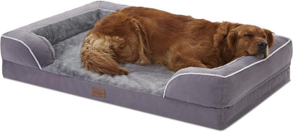 Waterproof XL Dog Bed Orthopedic Foam Dog Beds, Extra Large Dog Bed with Bolster, Washable Dog Bed Sofa Pet Bed with Removable Cover & Non-Slip Bottom(X-Large,Purple)