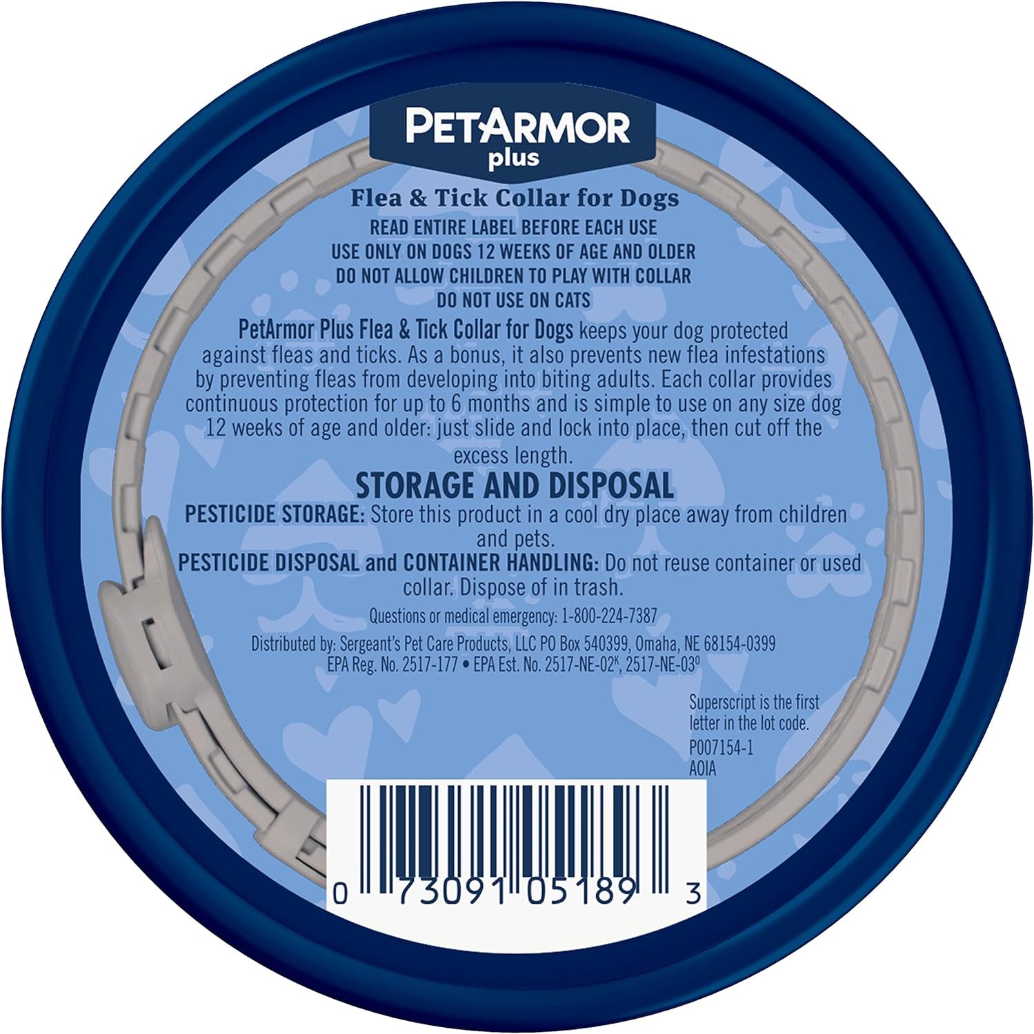 Petarmor plus Flea & Tick Collar for Dogs, Kills Fleas & Ticks, Long Lasting Protection for 6 Months, Water Resistant, One Size Fits All, 1 Collar