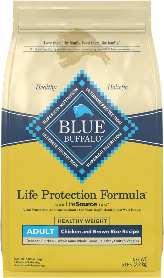 Blue Buffalo Life Protection Formula Natural Adult Healthy Weight Dry Dog Food, Chicken and Brown Rice 5-Lb Trial Size Bag