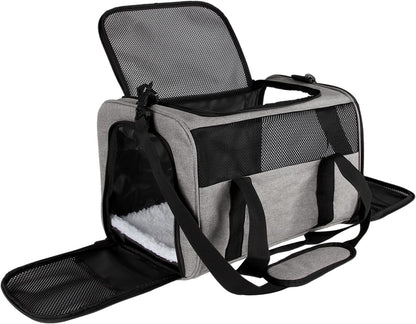 Carriers Soft-Sided Pet Carrier Case for Small Medium Cats Dogs Puppy under 15 Lbs,Airline Approved Cat Carrier with 4 Ventilated Windows (Medium,Grey&Black)