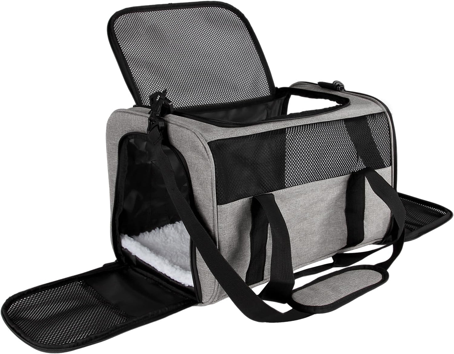 Carriers Soft-Sided Pet Carrier for Medium Large Cats Dogs 15Lbs 20Lbs,Ventilated Design,Portable Carry Handle,Collapsible Carrier for Kitten Puppy(X-Large,Grey&Black)