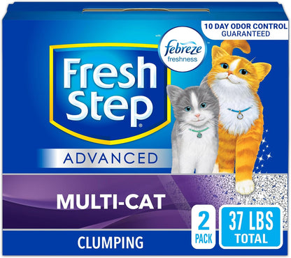 Fresh Step Clumping Cat Litter, Multi-Cat, Advanced Long Lasting Odor Control Kitty Litter with Activated Charcoal, Low Dust Formula, 18.5 Lb