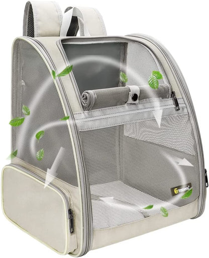 Texsens Pet Backpack Carrier for Small Cats Dogs | Ventilated Design, Safety Straps, Buckle Support, Collapsible | Designed for Travel, Hiking & Outdoor Use (Creamy White)