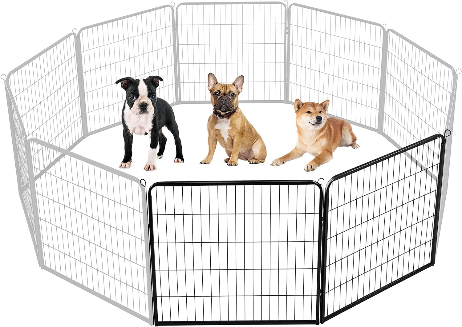 Yaheetech Dog Pen, 2 Panels 32 Inch Height Pet Playpen for Puppy/Cat/Rabbit/Small Animals Heavy Duty Metal Exercise Barrier Dog Fence Accessories for Camping Garden Yard Black