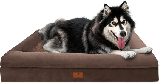 Extra Large Dog Bed, Orthopedic Washable Suede Bed with Removable Bolster, Waterproof with Nonskid Bottom, 45" X 35"