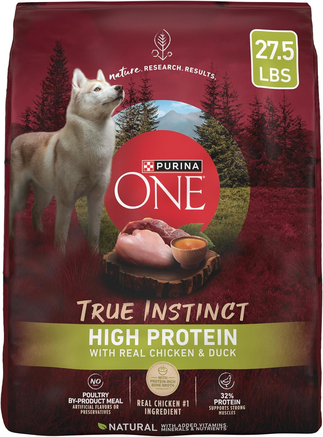 Purina ONE True Instinct High Protein Dry Dog Food Formula with Real Chicken and Duck Natural with Added Vitamins and Minerals Dog Food - 27.5 Lb. Bag