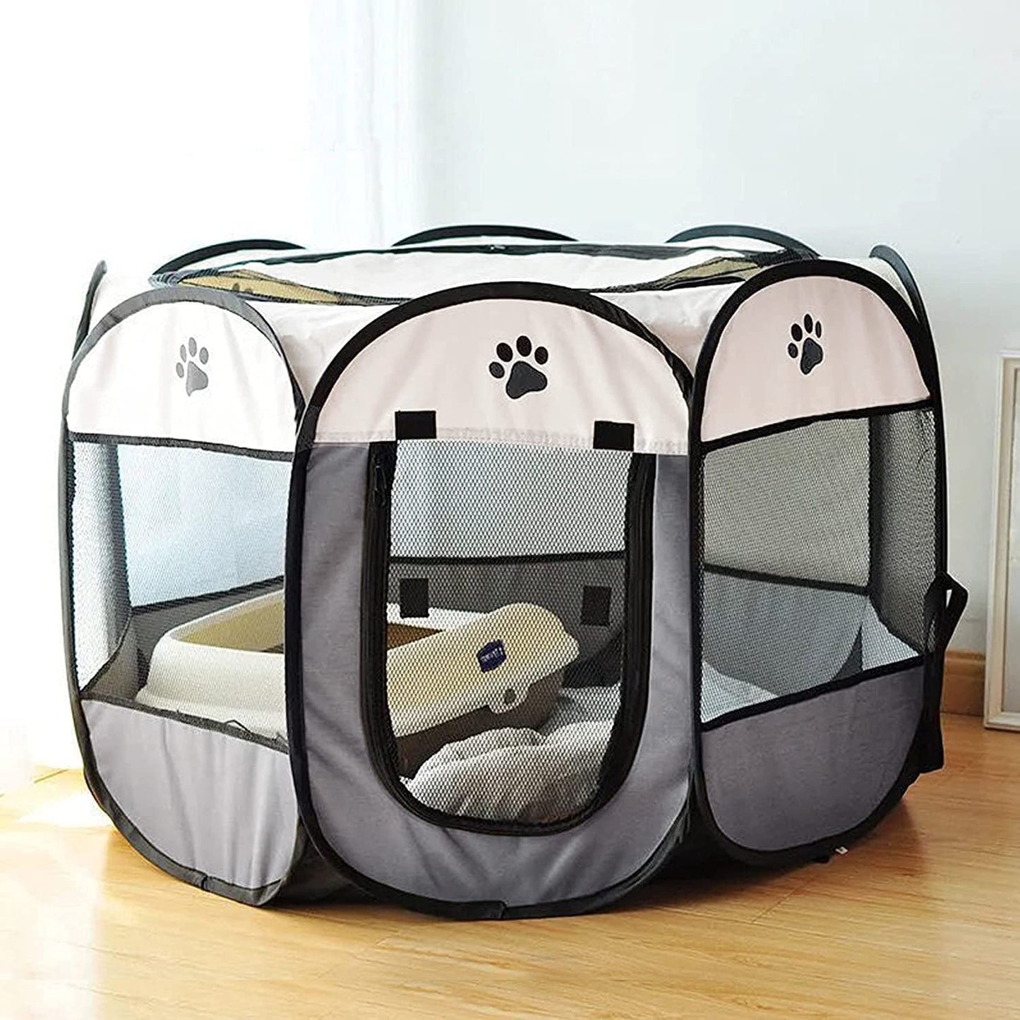 Portable Pet Playpen, Dog Playpen Foldable Pet Exercise Pen Tents Dog House Playground for Puppy Dog/Cat Indoor Outdoor Travel Camping Use