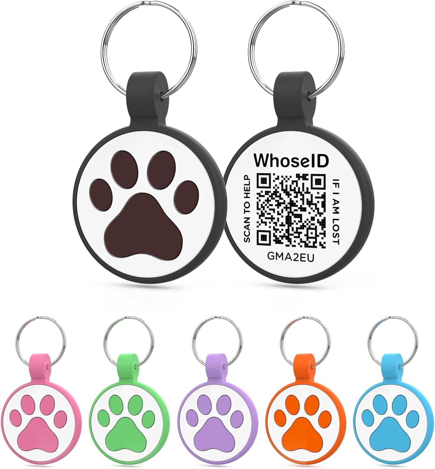 Personalized Dog Tag, Laser Engraving QR Code, Silicone Dog ID Tag, Pet Online Profile, Scan QR Code Send Location, Collar Harness Accessories (Medium to Large Breeds - 1.25", Black)