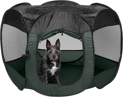 Furhaven Pop up Playpen Pet Tent Playground - Hunter Green, Small