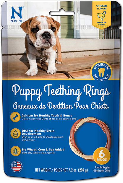 N-Bone Puppy Teething Rings Chicken Flavor Dog Treat, 6 rings per bag, 7.2-oz