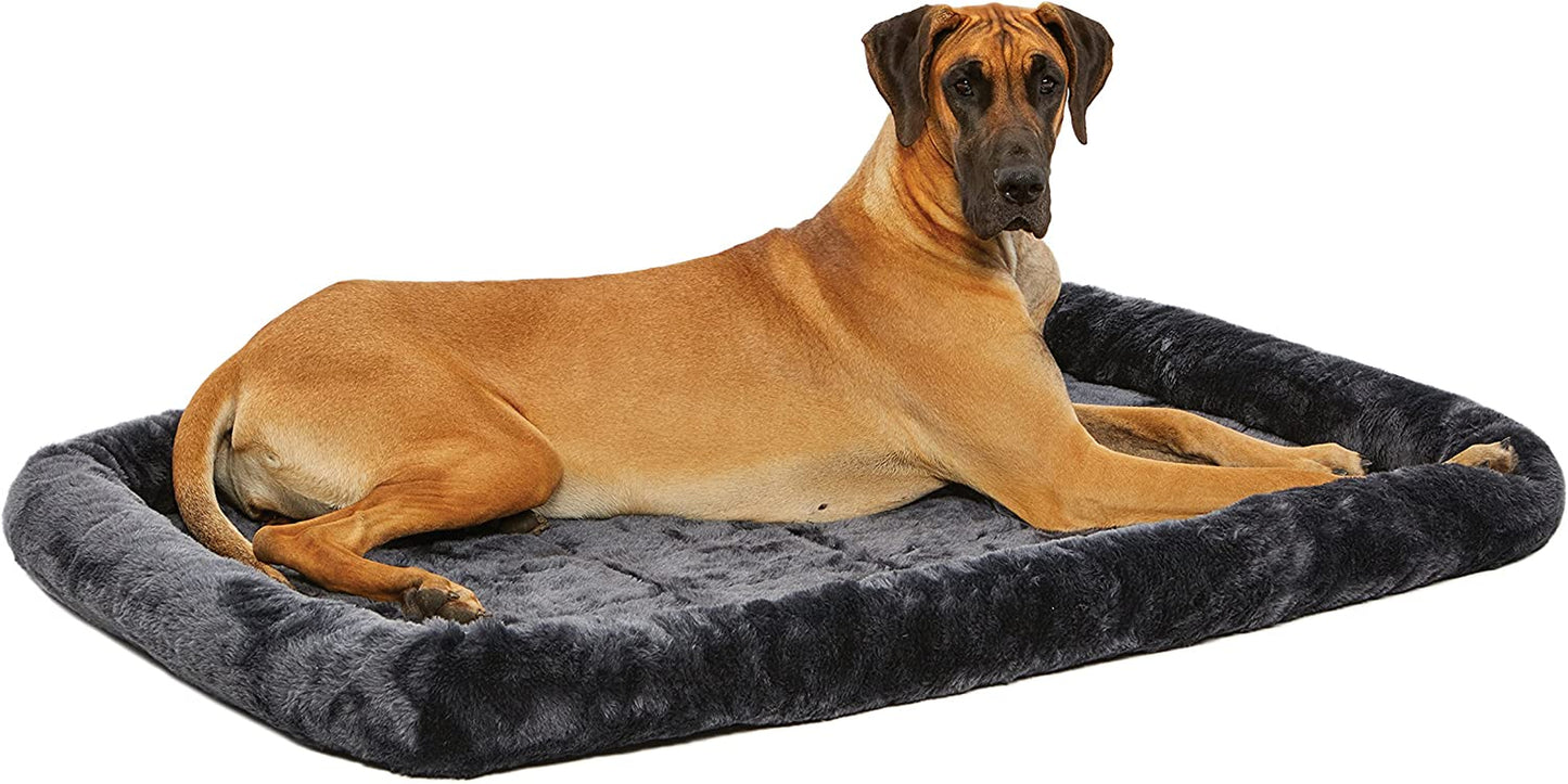 Midwest Homes for Pets 54L-Inch Gray Dog Bed or Cat Bed W/ Comfortable Bolster | Ideal for Giant Dog Breeds (Great Dane / Mastiff) & Fits a 54-Inch Dog Crate