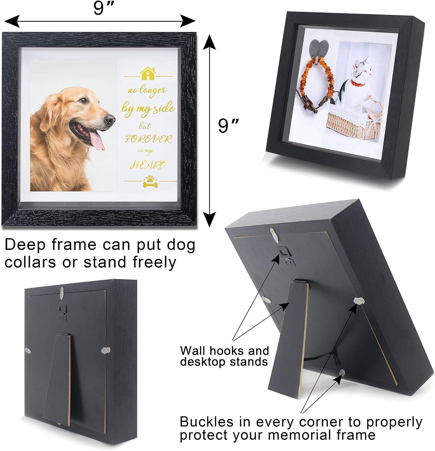 Kcrasan Pet Picture Frame Memorial - Dog Memorial Sentiment Frame for Loss of Dog Gifts - Pet Collar Frame Remembrance Sympathy Dog or Cat Tribute Keepsake