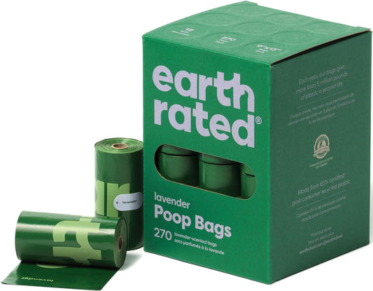 Earth Rated Dog Poop Bags, Guaranteed Leak Proof and Extra Thick Waste Bag Refill Rolls for Dogs, Lavender Scented, 270 Count