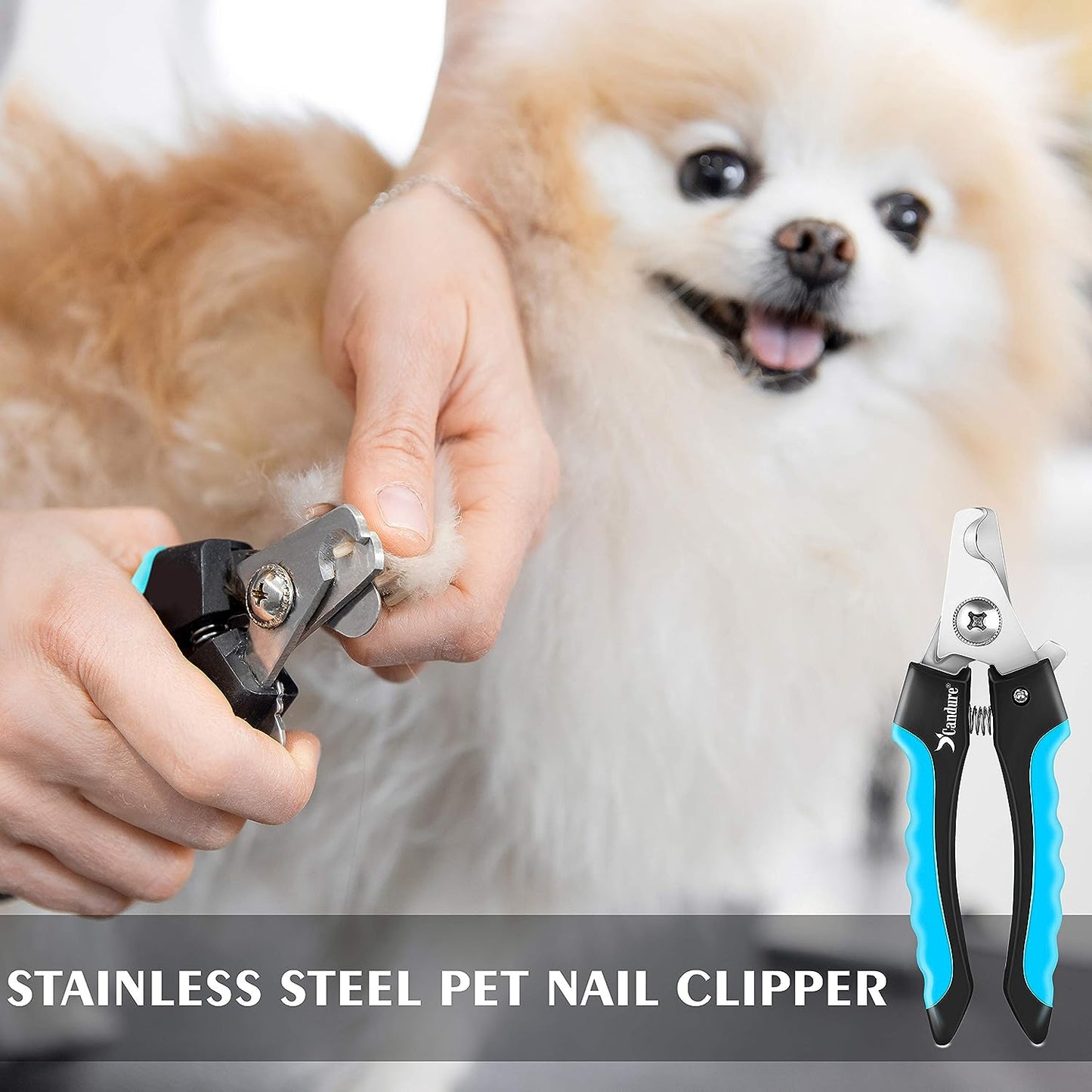 Candure Dog Nail Clippers Professional Pet Nail Clipper Suitable for Large to Medium Dogs, Cats, Rabbits and Guinea Pigs - Safety Lock/Protective Guard to Avoid over Cutting