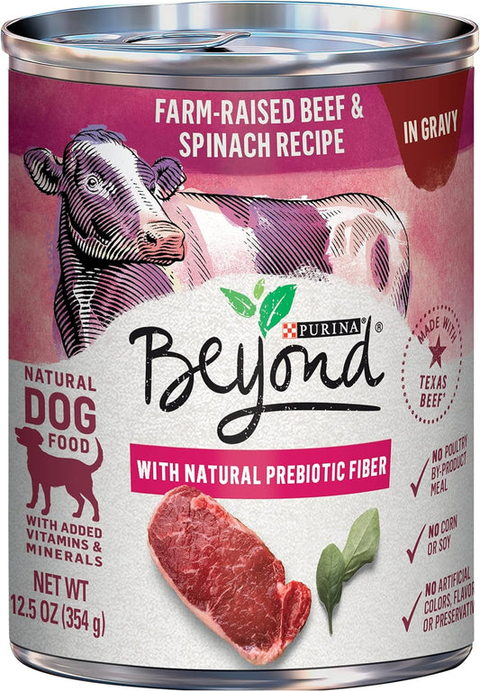 Purina beyond Grain Free, Natural Gravy Wet Dog Food, Grain Free Beef & Spinach Recipe - (12) 12.5 Oz. Cans