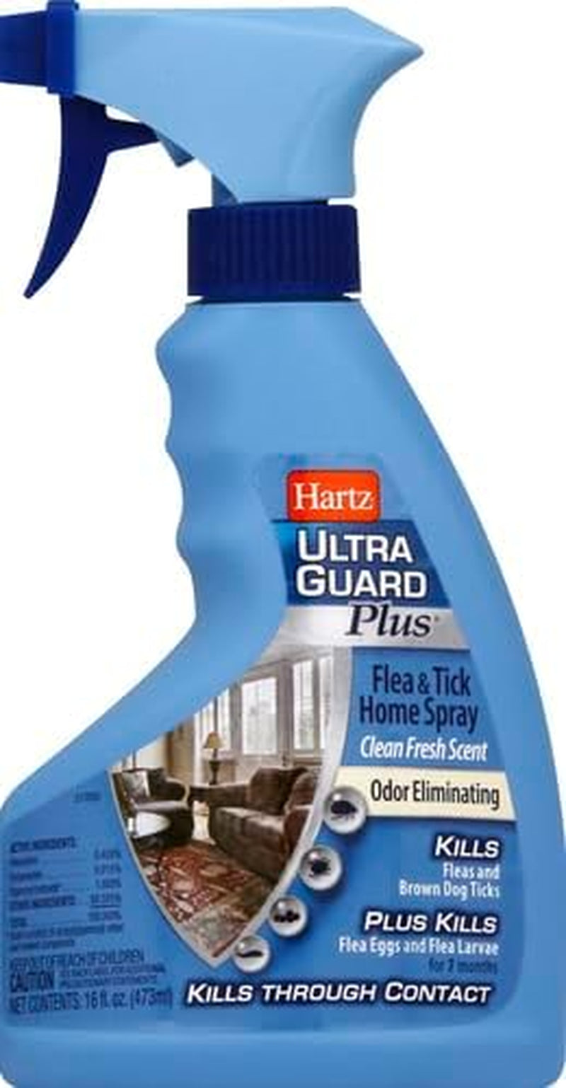 Hartz Ultraguard plus Flea & Tick Home Spray, Kills Fleas and Ticks, Clean Fresh Scent, 16 Ounce