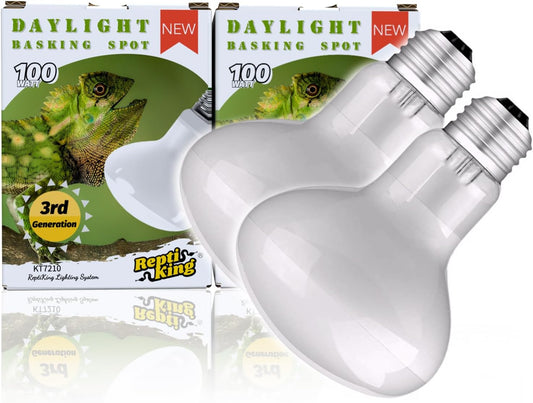 Reptile Heat Bulb Lamp, 2-Pack 100W Daylight Basking Spot, Bearded Dragon/Turtle/Lzard/Gecko Light Bulb, UVA Heat Lamp, Basking Light for Reptiles