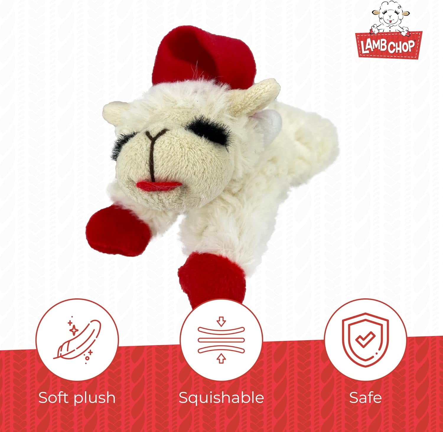 Multipet Holiday Lambchop Dog Toy 6", for small breeds