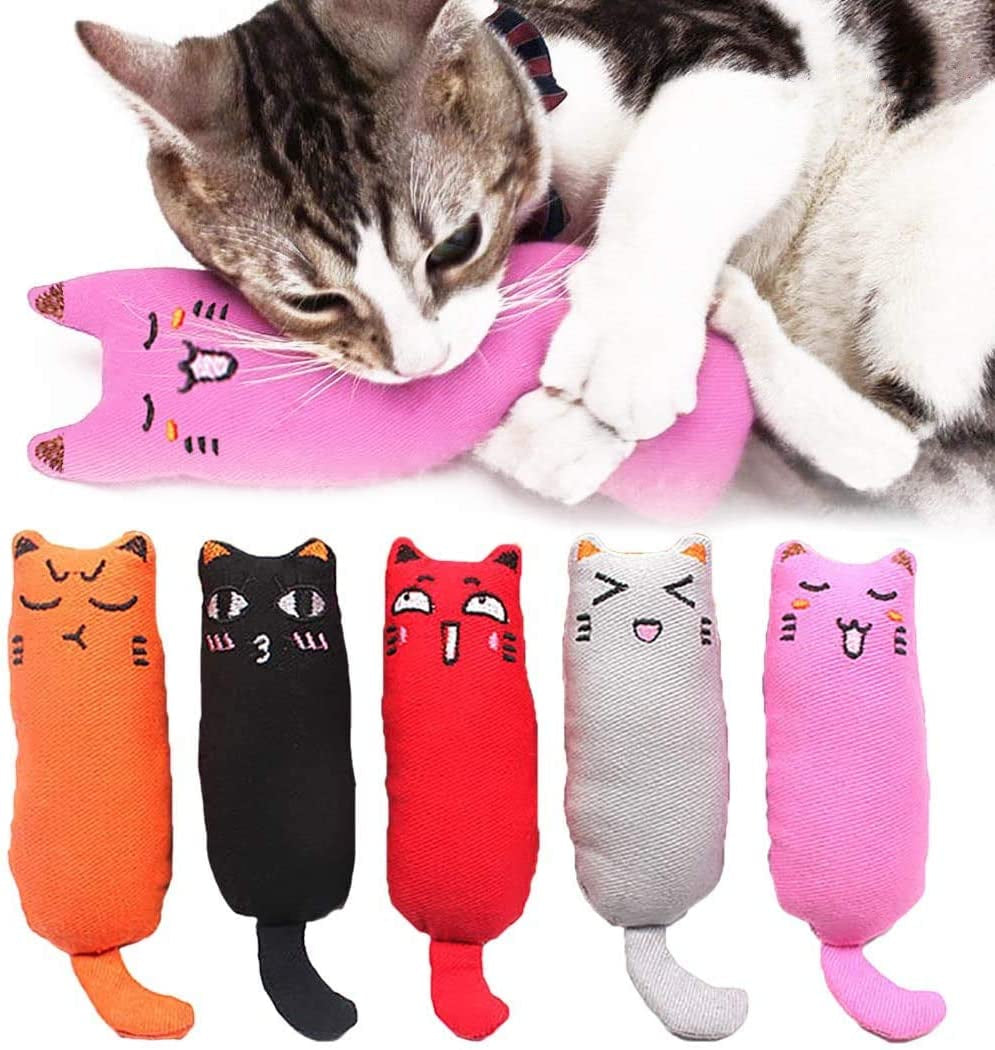 5Pcs Bite Resistant Catnip Toy for Cats,Catnip Filled Cartoon Mice Cat Teething Chew Toy