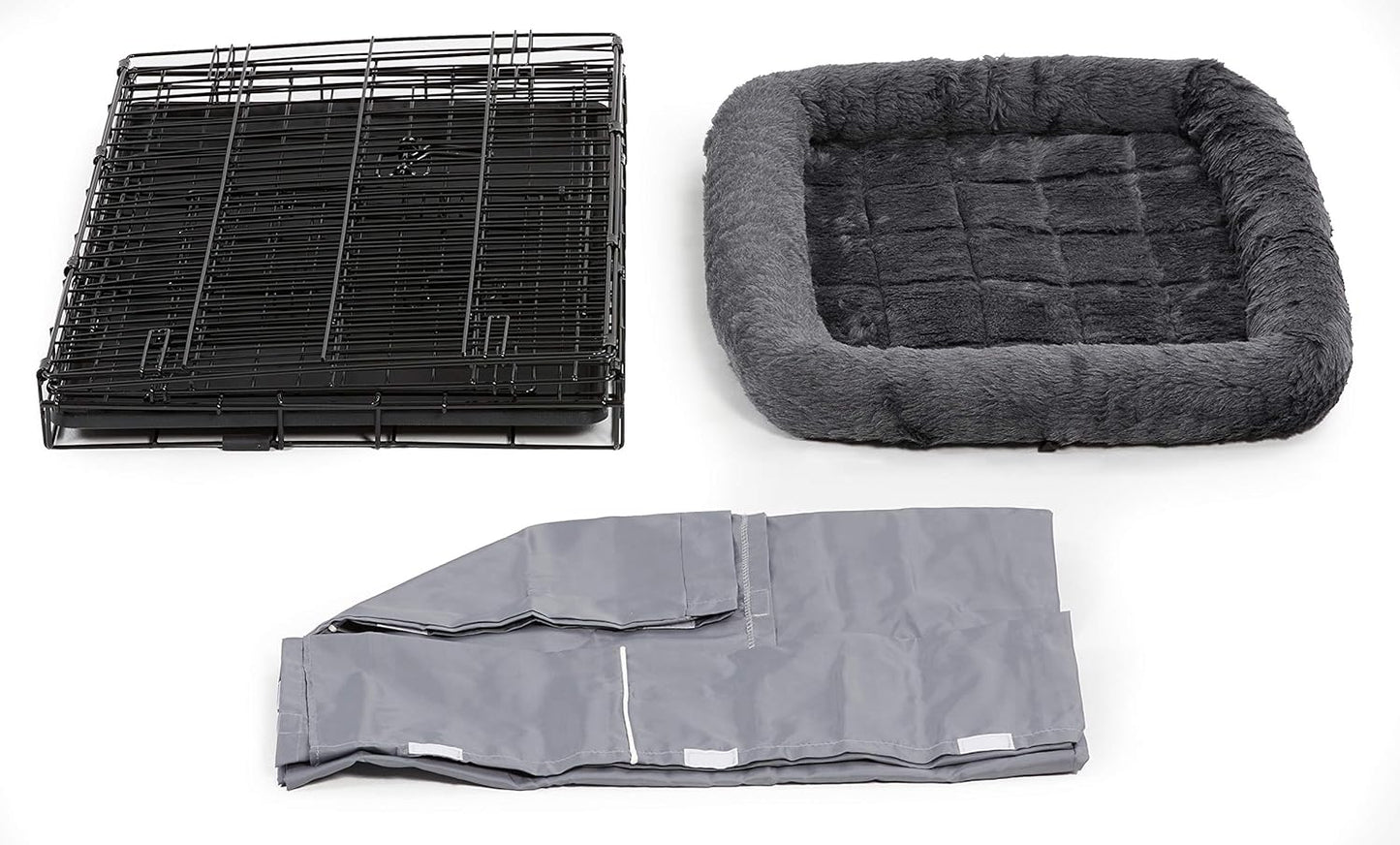 New World Double Door Dog Crate Kit Includes One Two-Door Crate, Matching Gray Bed & Gray Crate Cover, 24-Inch Kit Ideal for Small Dog Breeds