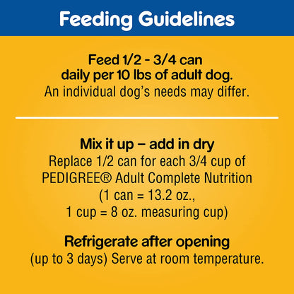 PEDIGREE CHOICE CUTS in GRAVY Adult Canned Soft Wet Dog Food, Steak & Vegetable Flavor, 13.2 Oz. Cans (Pack of 12)