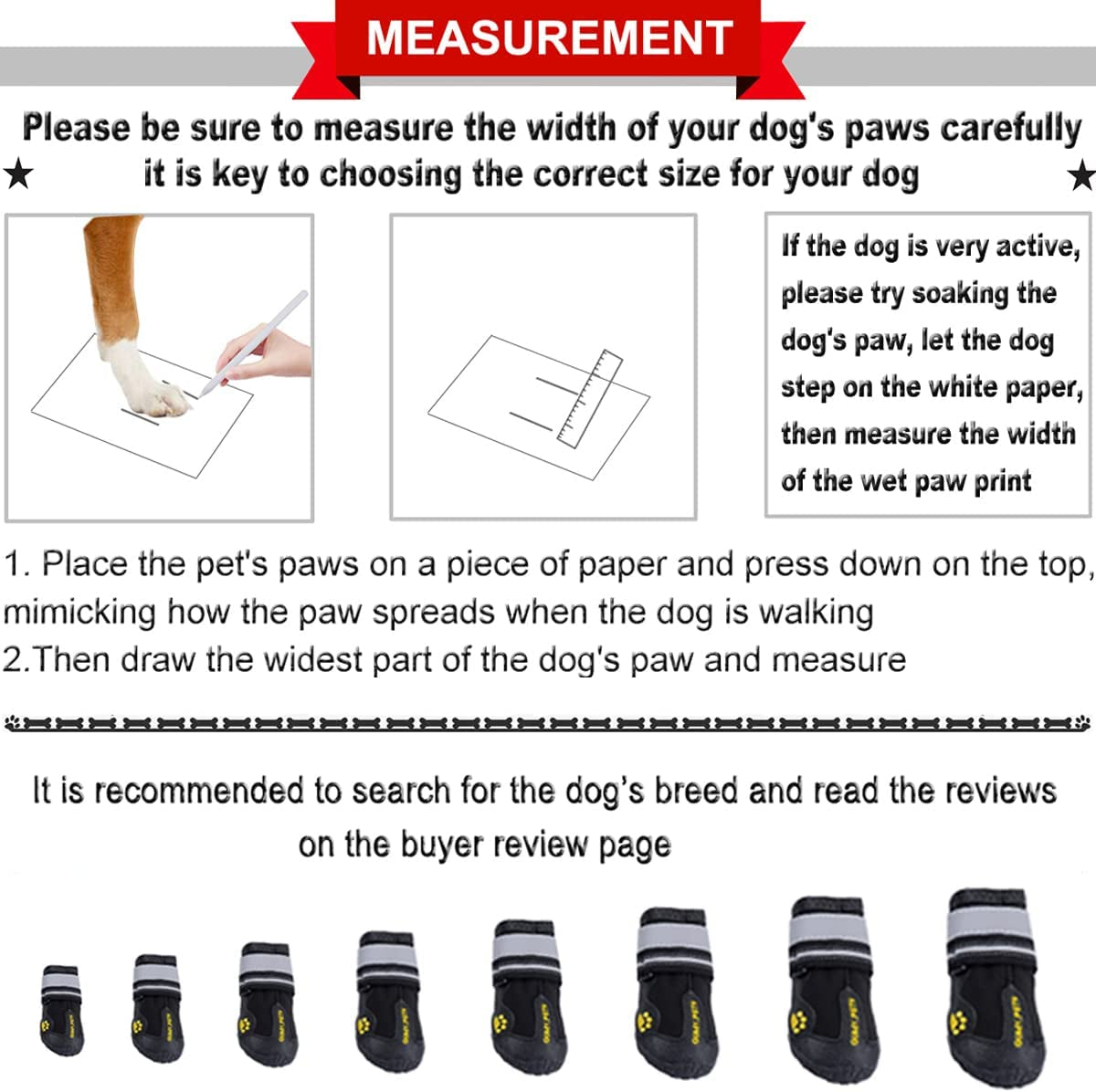 QUMY Dog Shoes for Large Dogs, Medium Dog Boots & Paw Protectors for Winter Snowy Day, Summer Hot Pavement, Waterproof in Rainy Weather, Outdoor Walking, Indoor Hardfloors anti Slip Sole Black Size 6