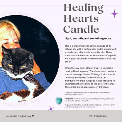 Pet Perennials Healing Hearts Dog Memorial Remembrance Soy Candle with Keepsake Stone (Embed) & Dog Pet Loss Sympathy Card