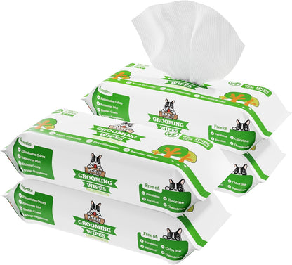 Pogi'S Dog Grooming Wipes - 400 Dog Wipes for Cleaning and Deodorizing - Plant-Based, Hypoallergenic Pet Wipes for Dogs, Puppy Wipes - Quick Bath Dog Wipes for Paws, Butt, & Body - Green Tea Scented