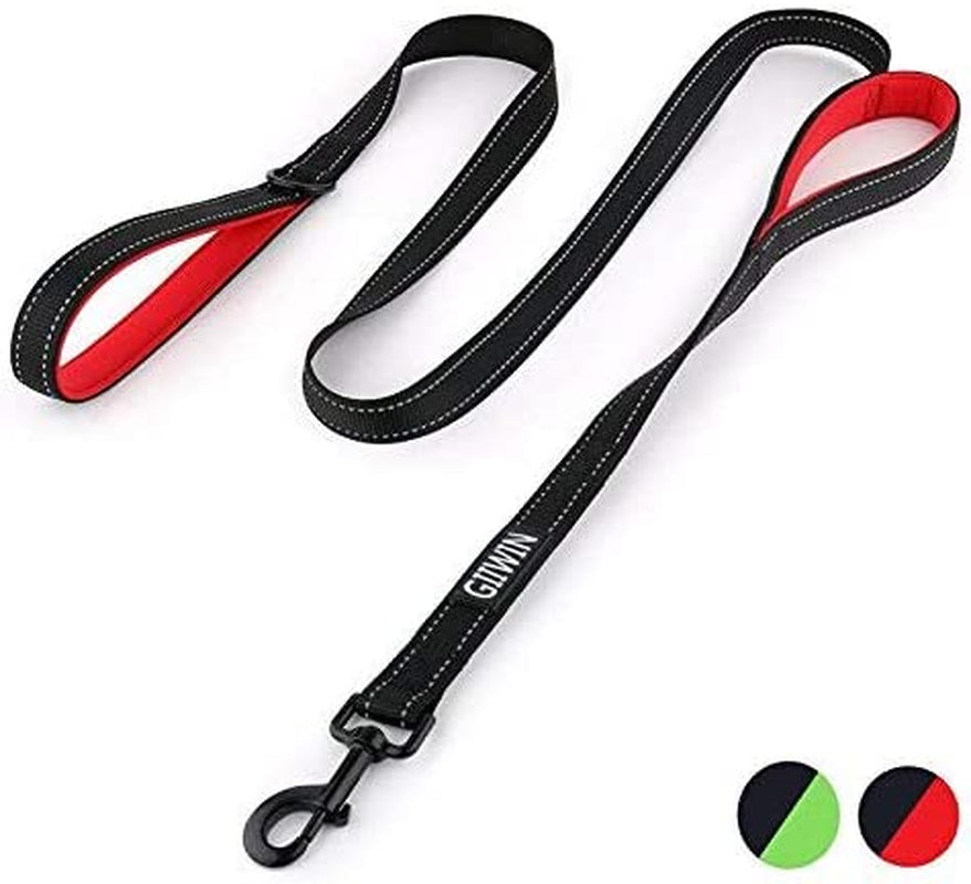 Heavy Duty Dog Leash - 2 Handles by Padded Traffic Handle for Extra Control, 6Foot Long - Perfect for Medium to Large Dogs (6 Ft, Black Red)