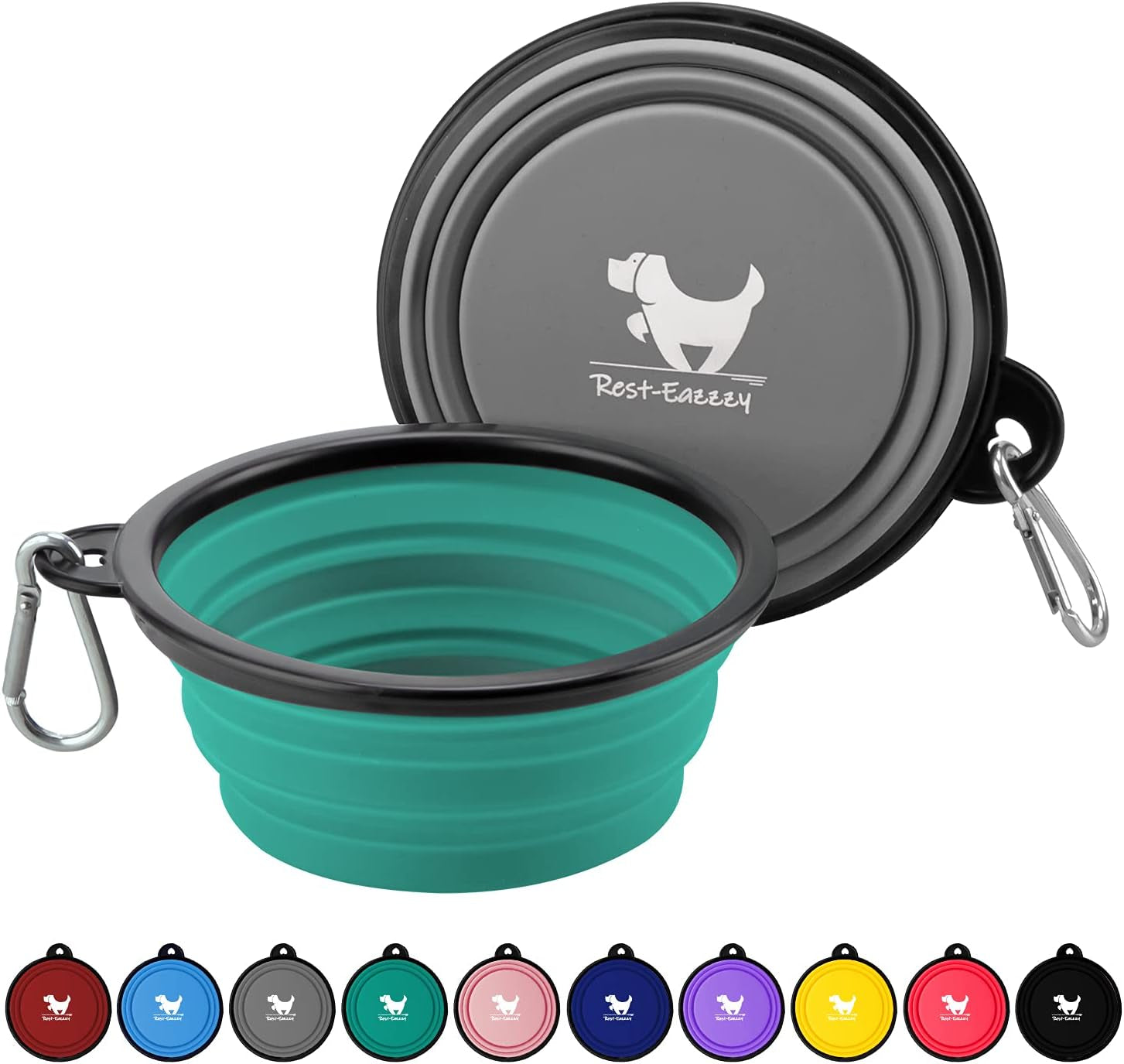 Collapsible Dog Bowls for Travel, 2-Pack Dog Portable Water Bowl for Dogs Cats Pet Foldable Feeding Watering Dish for Traveling Camping Walking with 2 Carabiners, BPA Free