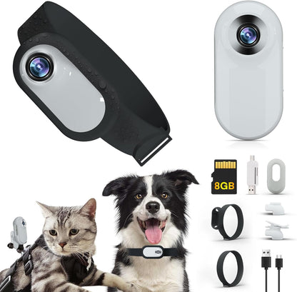 Cat Camera Collar, HD 1080P Wireless Dog Collar Camera with 8GB SD Card,Sport Action Camera Cat Collar Camera for Pet Supplies Video Records Camera for Cats Dogs Gift, Black