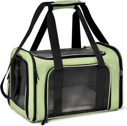 Henkelion Pet Carrier for Small Medium Cats Dogs Puppies up to 15 Lbs, Airline Approved Small Dog Carrier Soft Sided, Collapsible Travel Puppy Carrier - Green