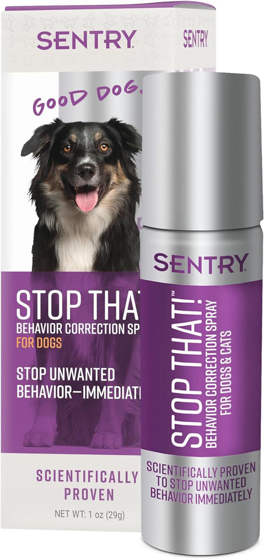 Sentry Pet Care Stop That! Behavior Correction Spray for Dogs, Easy Spray Application, Noise and Pheromones Help Eliminate Excessive Barking, Marking, Jumping, and Other Unwanted Behaviors