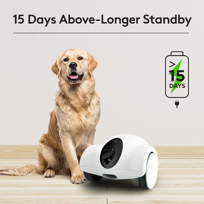 Dog Camera, 15 Days Long Standby Pet Robot for Dog Treat Camera, 1080P Full HD Dog Camera with Phone APP, 360°Move Freely, 2-Way Audio, No Monthly Fee(2.4G Wifi ONLY)