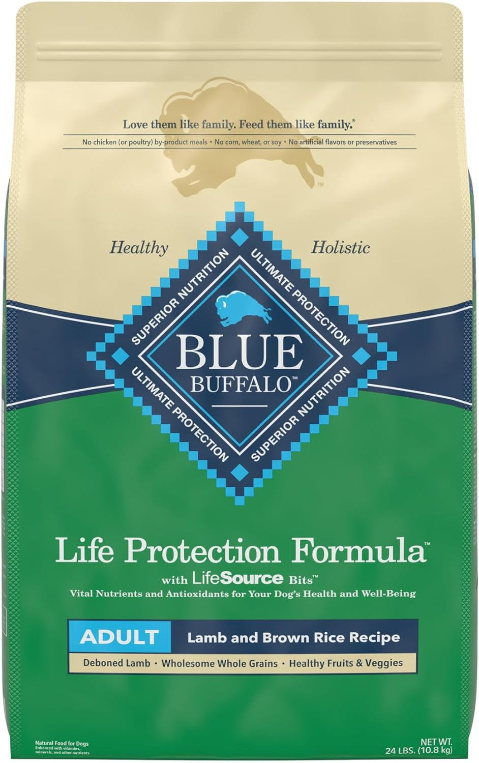 BLUE BUFFALO Life Protection Formula Natural Adult Dry Dog Food, Lamb and Brown Rice 24-Lb