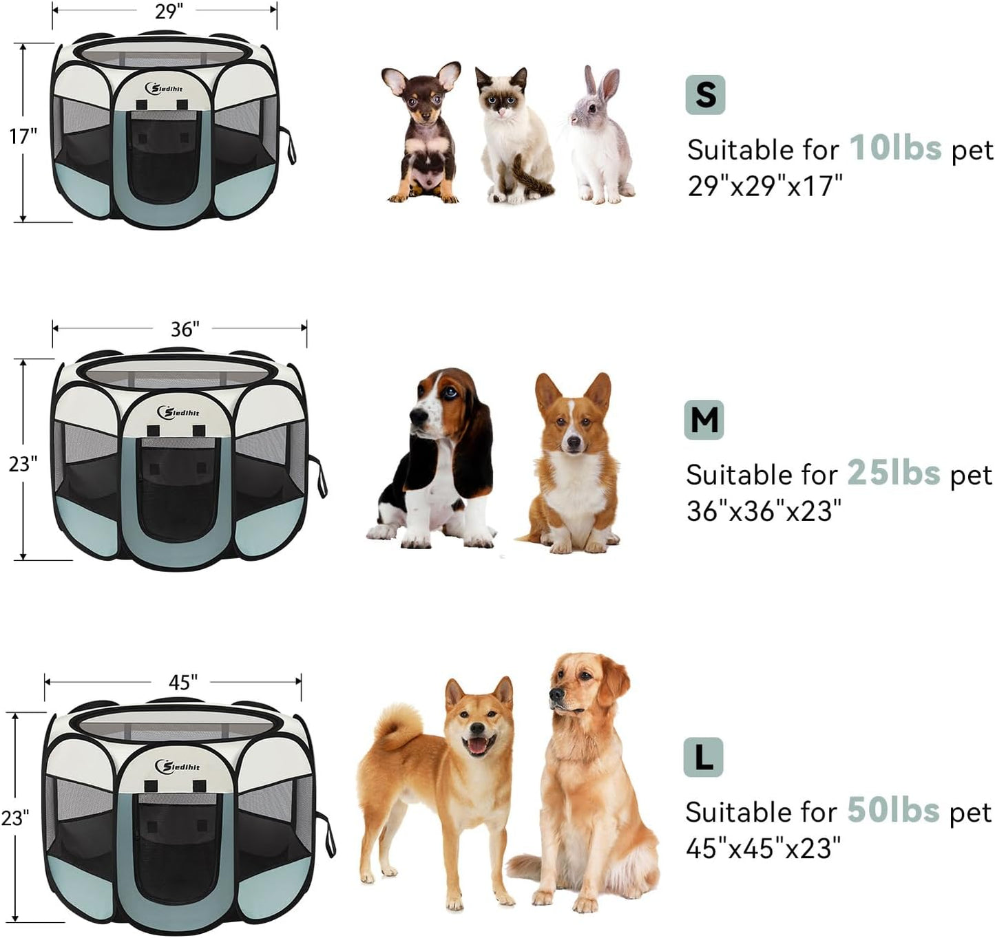 Dog Playpen, Puppy Pet Playpen Indoor for Large Dogs, Dog Tent Crates Cage Indoor/Outdoor, Portable Pop up Dog Kennel Playpen with Carrying Case for Dogs/Cats/Rabbits, Removable Zipper Top, Purple